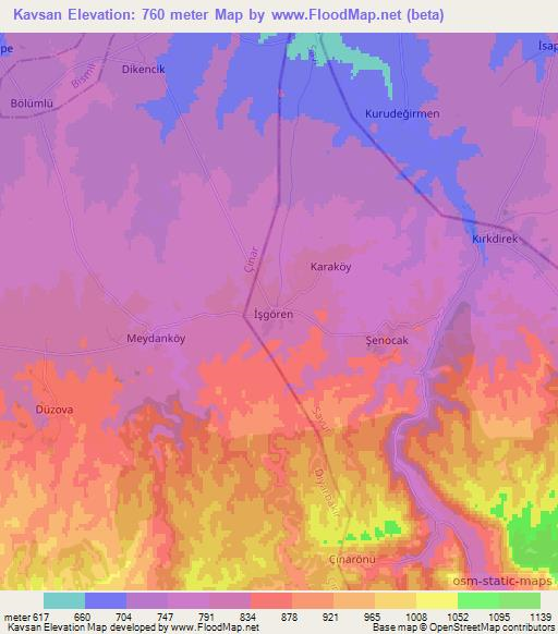 Kavsan,Turkey Elevation Map