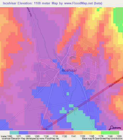 Iscehisar,Turkey Elevation Map