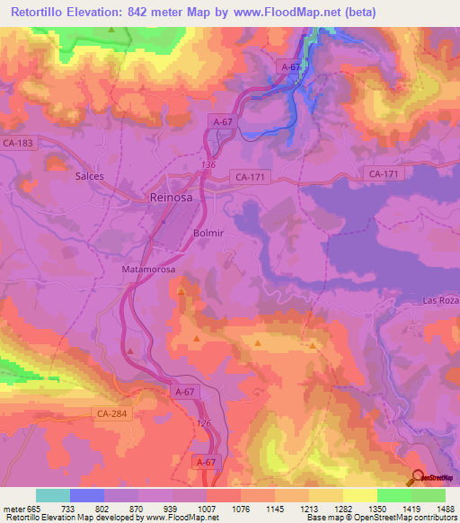 Retortillo,Spain Elevation Map