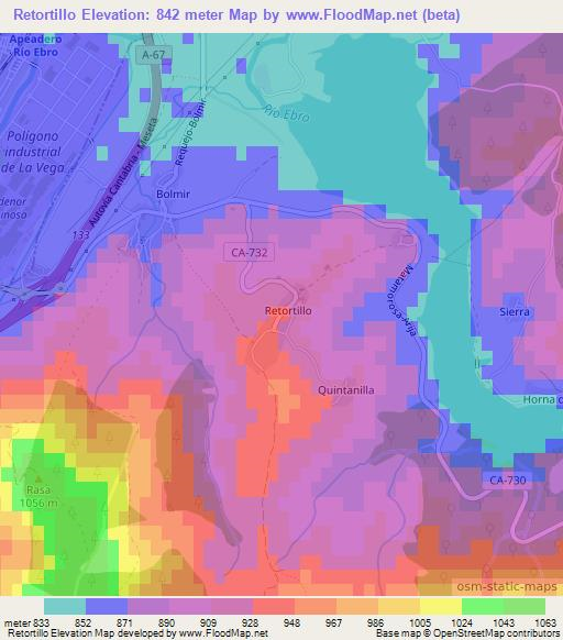 Retortillo,Spain Elevation Map