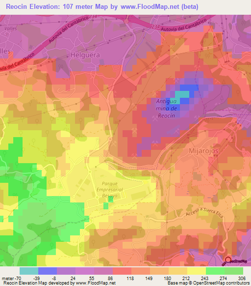 Reocin,Spain Elevation Map