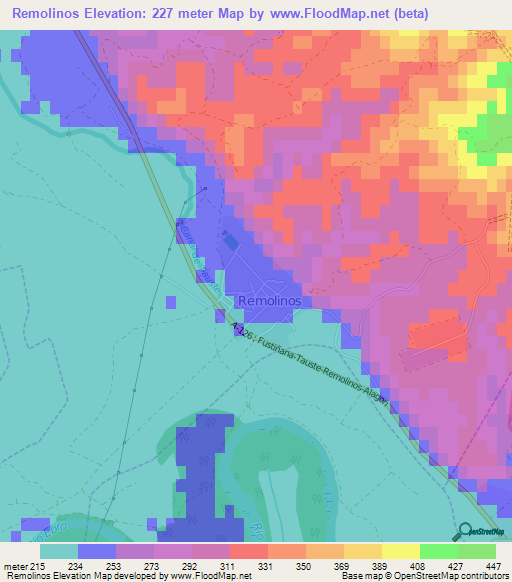 Remolinos,Spain Elevation Map