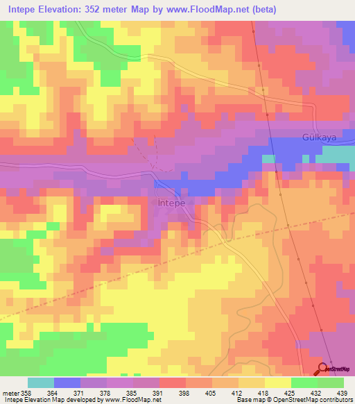 Intepe,Turkey Elevation Map