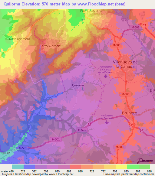 Quijorna,Spain Elevation Map