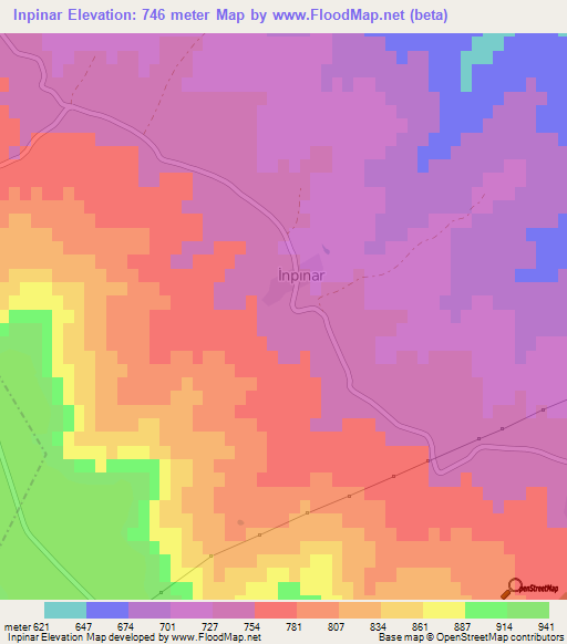 Inpinar,Turkey Elevation Map