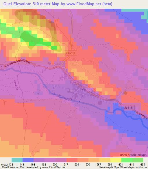 Quel,Spain Elevation Map