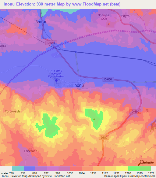 Inonu,Turkey Elevation Map