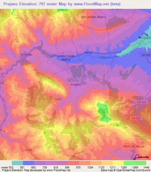 Prejano,Spain Elevation Map