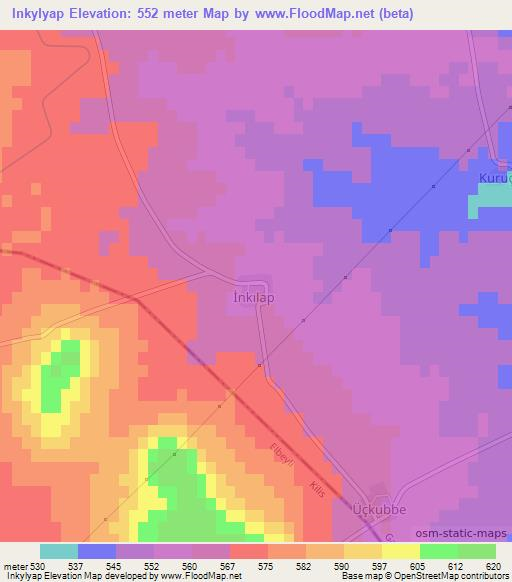 Inkylyap,Turkey Elevation Map