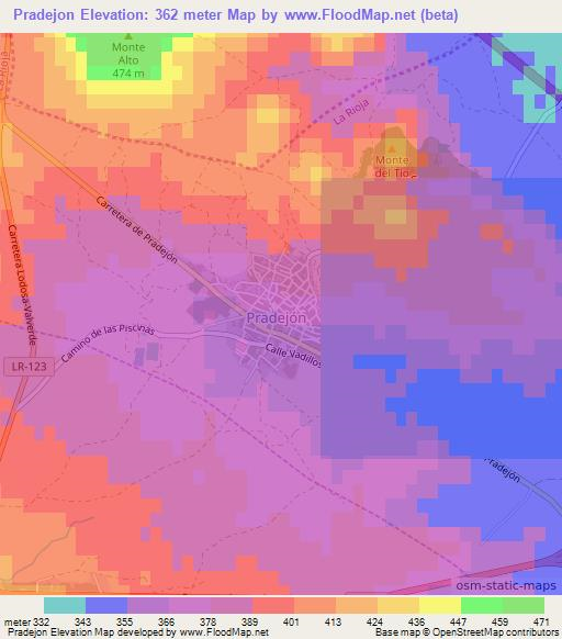 Pradejon,Spain Elevation Map