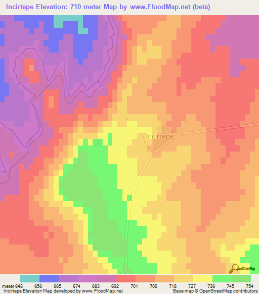 Incirtepe,Turkey Elevation Map