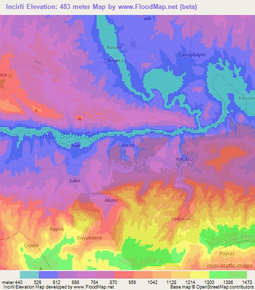 Incirli,Turkey Elevation Map