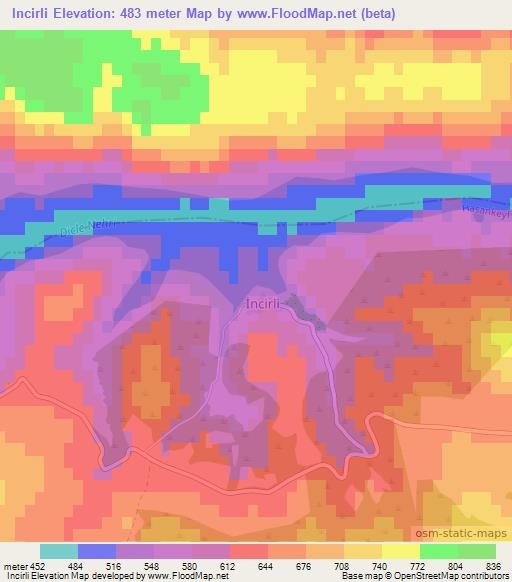 Incirli,Turkey Elevation Map