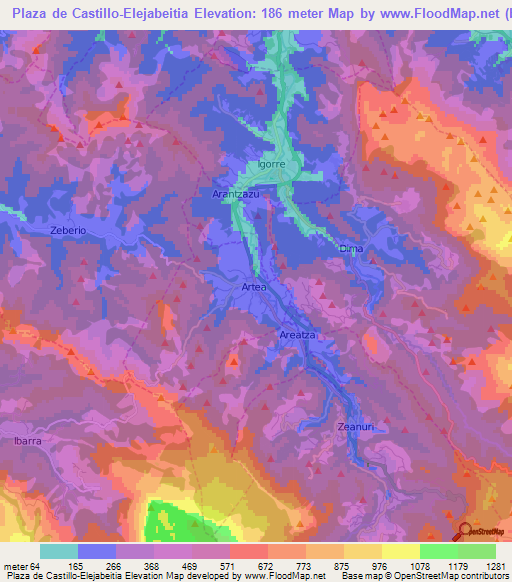 Plaza de Castillo-Elejabeitia,Spain Elevation Map