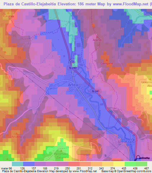 Plaza de Castillo-Elejabeitia,Spain Elevation Map