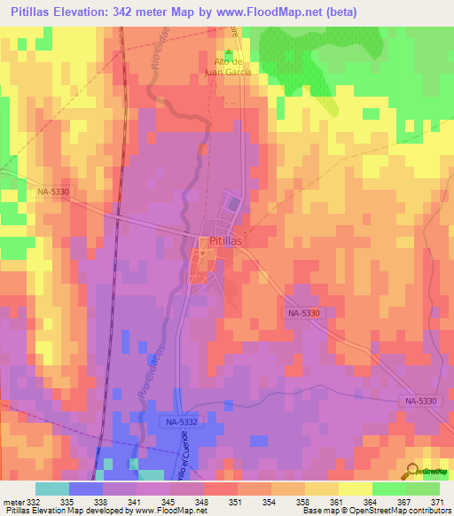 Pitillas,Spain Elevation Map