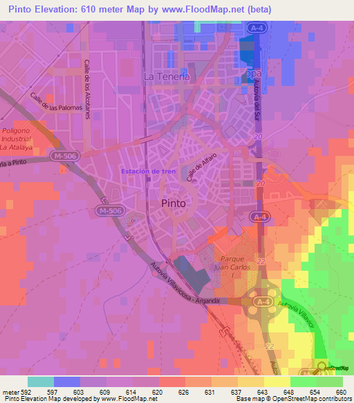 Pinto,Spain Elevation Map