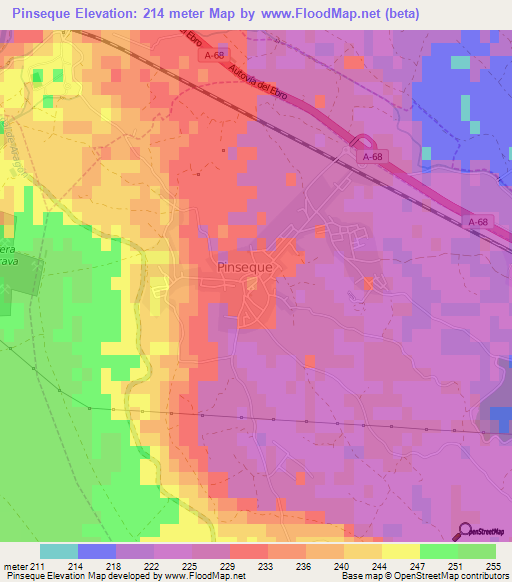 Pinseque,Spain Elevation Map