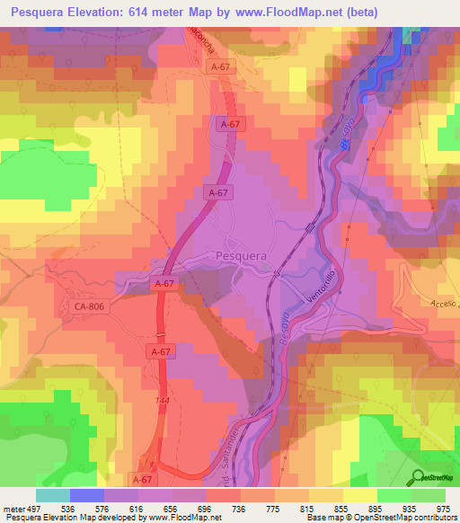 Pesquera,Spain Elevation Map