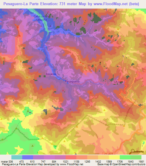 Pesaguero-La Parte,Spain Elevation Map