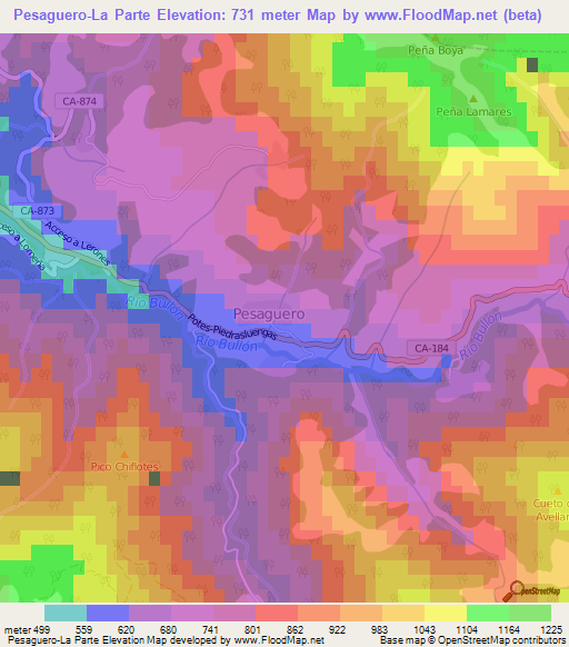 Pesaguero-La Parte,Spain Elevation Map