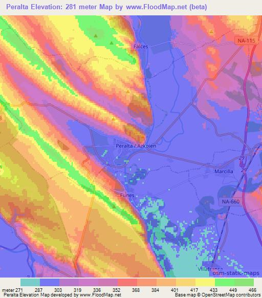 Peralta,Spain Elevation Map