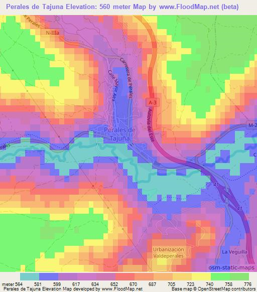 Perales de Tajuna,Spain Elevation Map