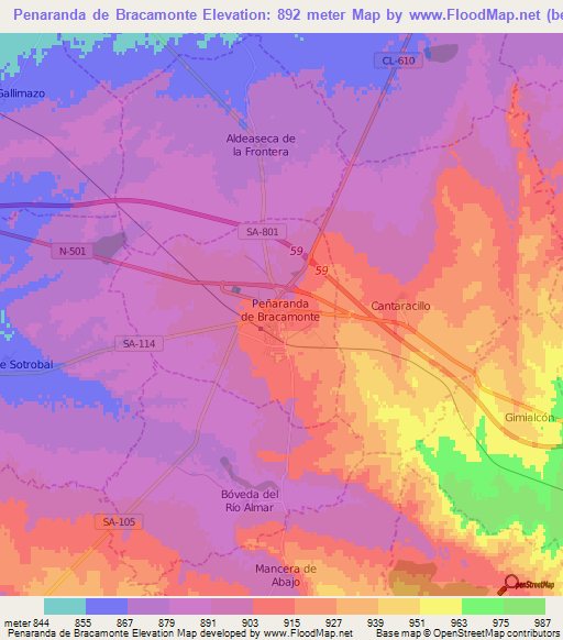 Penaranda de Bracamonte,Spain Elevation Map