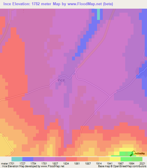 Ince,Turkey Elevation Map