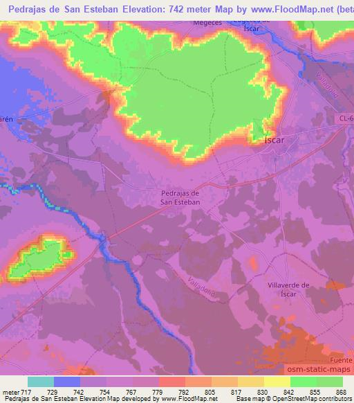 Pedrajas de San Esteban,Spain Elevation Map