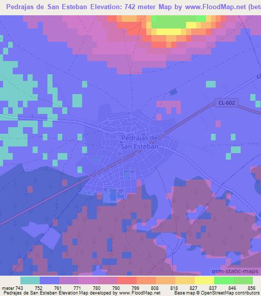 Pedrajas de San Esteban,Spain Elevation Map