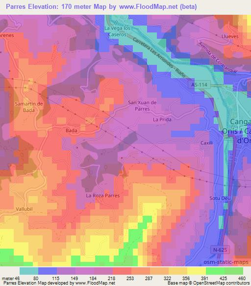 Parres,Spain Elevation Map