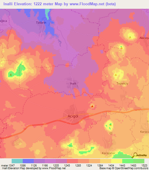 Inalli,Turkey Elevation Map