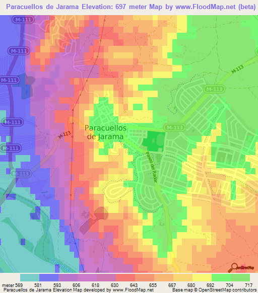 Paracuellos de Jarama,Spain Elevation Map