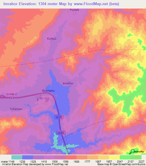 Imrahor,Turkey Elevation Map