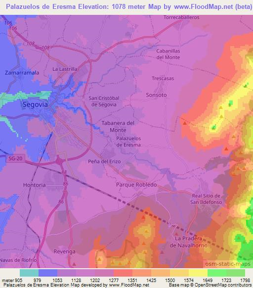 Palazuelos de Eresma,Spain Elevation Map