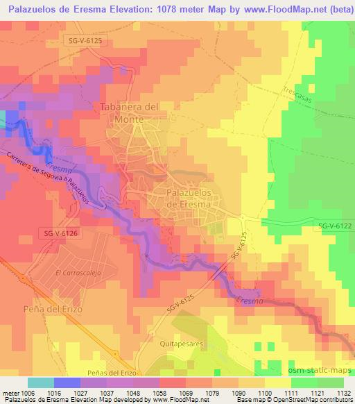 Palazuelos de Eresma,Spain Elevation Map