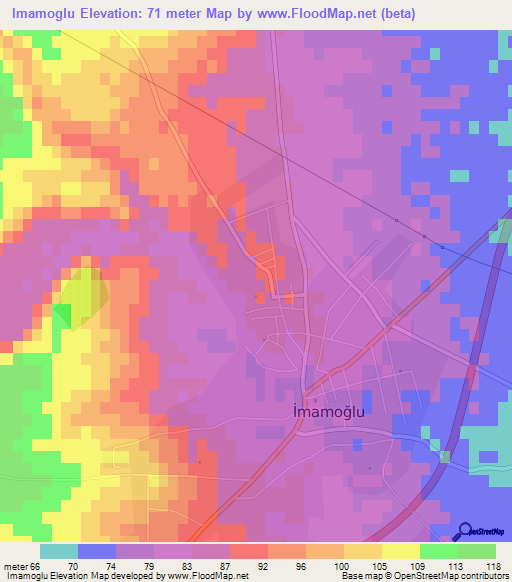 Imamoglu,Turkey Elevation Map