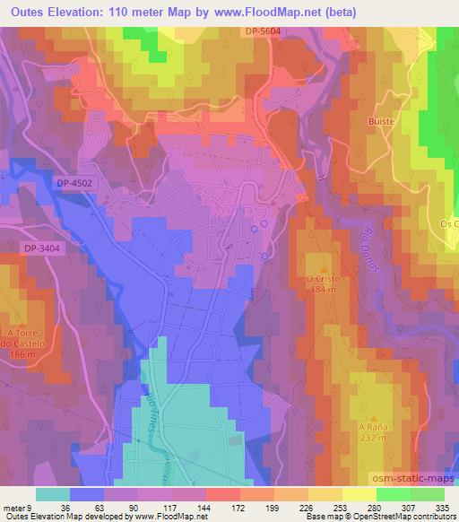 Outes,Spain Elevation Map