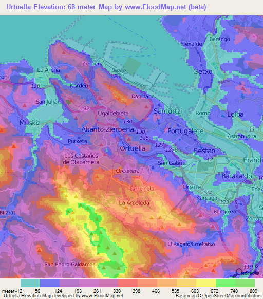 Urtuella,Spain Elevation Map