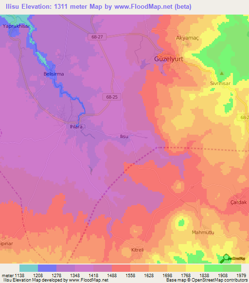 Ilisu,Turkey Elevation Map