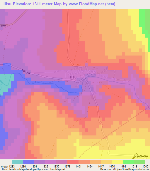 Ilisu,Turkey Elevation Map