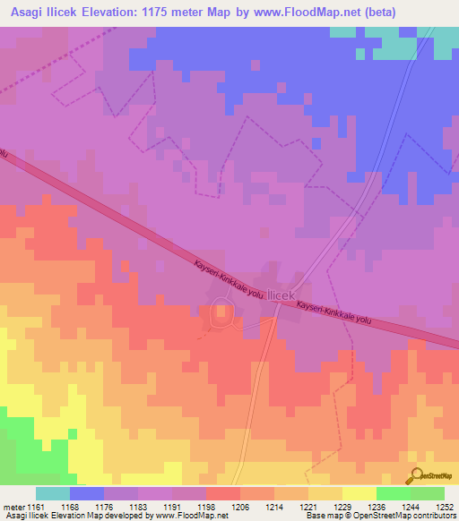 Asagi Ilicek,Turkey Elevation Map