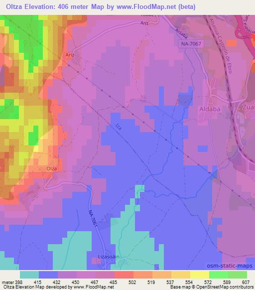 Oltza,Spain Elevation Map