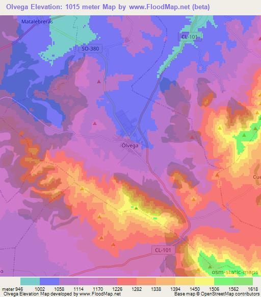 Olvega,Spain Elevation Map