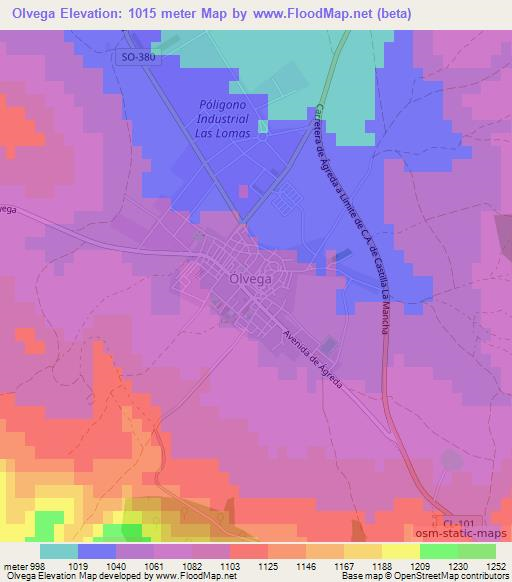 Olvega,Spain Elevation Map