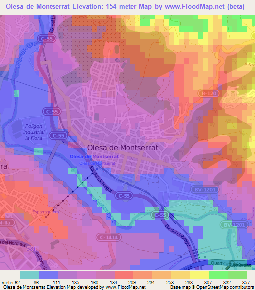 Olesa de Montserrat,Spain Elevation Map