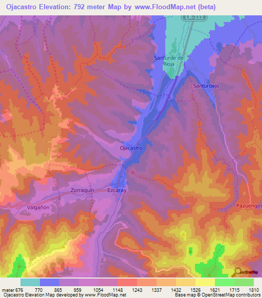 Ojacastro,Spain Elevation Map