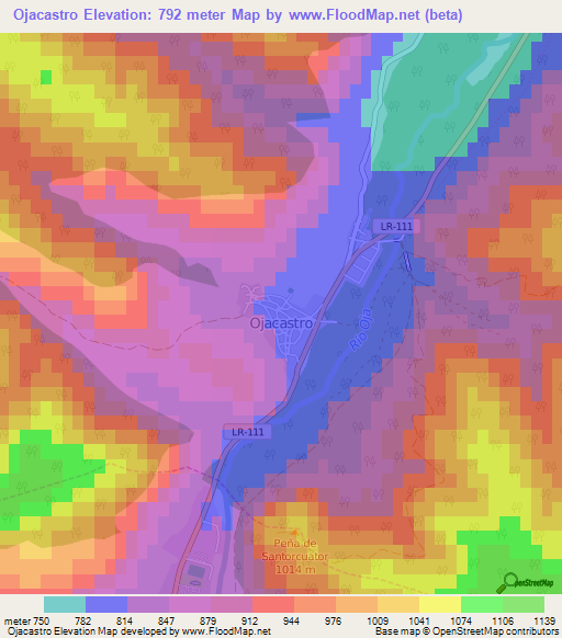 Ojacastro,Spain Elevation Map