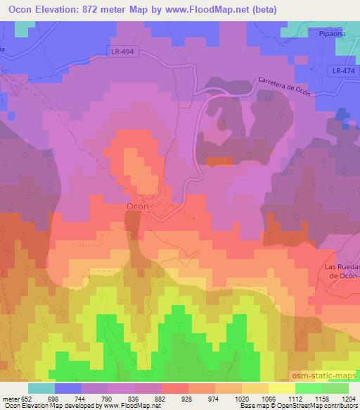 Ocon,Spain Elevation Map